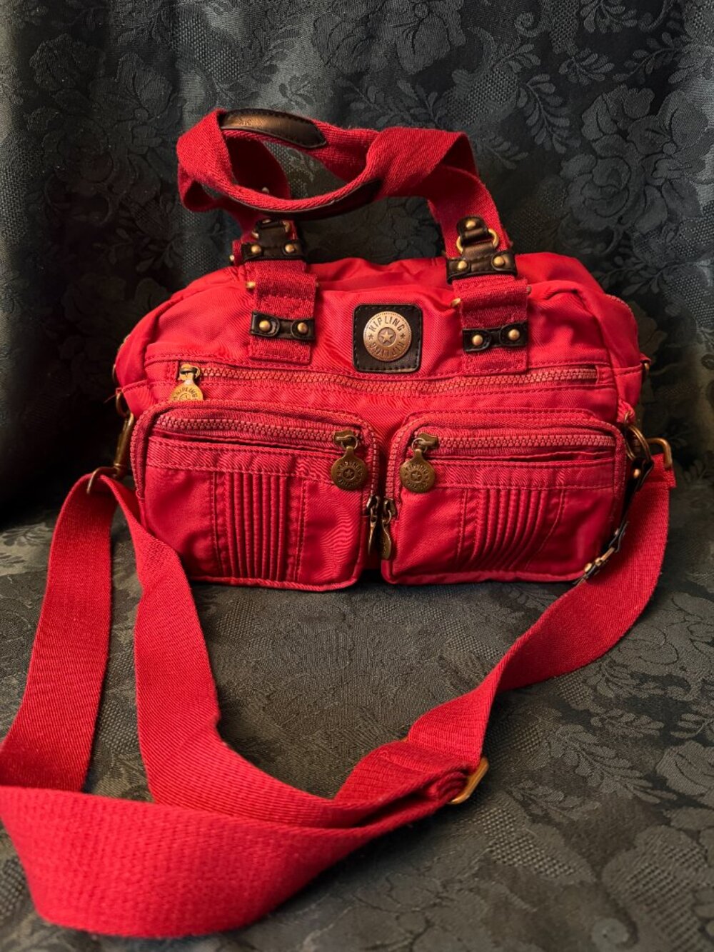 Kipling Cherry Red 'Katey" (HB3425) Satchel Style Handbag